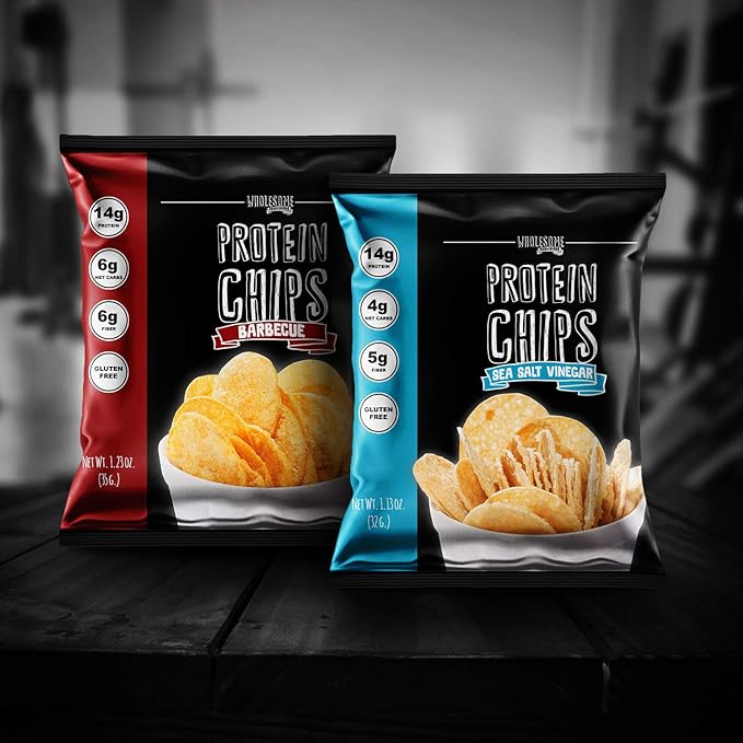Protein Chips, 14g Protein, 3g-4g Net Carbs, Gluten Free, Keto Snacks, Low Carb Snacks, Protein Crisps, Keto-Friendly, Made in USA (Barbecue & Sea Salt Vinegar, 6 Pack)