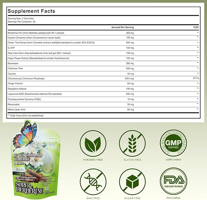 BUTTERFLY'S TEAR Organic Beet Root Gummies, 1500mg Beet Root Powder, Supports Healthy Circulation & Vitality, Non-GMO, Plant-Based (60 Count (Pack of 3), Super Berberine Gummies)
