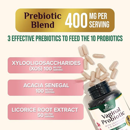Probiotics 50 Billion CFU per Serving - 10 Strains & Prebiotics - Supports Women's pH Balance, Digestive, UT & Feminine Health - SVag Women Health Supplements - Shelf Stable Bottled USA - 60 Capsules
