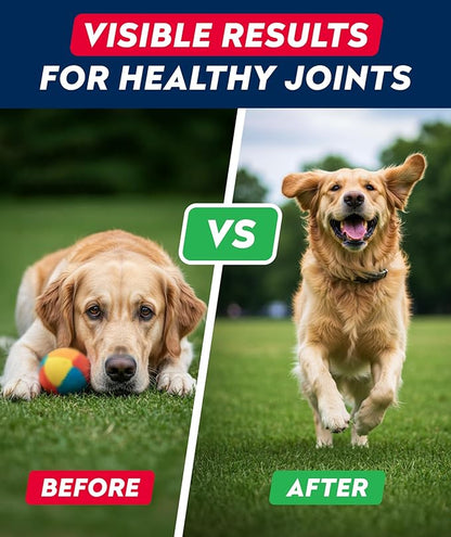 Glucosamine Treats for Dogs - Hip & Joint Supplement w/Omega-3 Fish Oil - Chondroitin, MSM - Advanced Mobility Chews - Joint Pain Relief - Hip & Joint Care - Bacon Flavor - 180 Ct - Made in USA