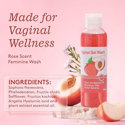 Feminine Wash & Yoni Oil & Yoni Soap Set for Women, Yoni Wash for Vaginal Ph Balance Remove Odor,Yoni Oil for Women Moisturizing, 1 Fl.Oz Feminine Oil & 5.07 Fl.Oz Vaginal Gel 3.53 Oz Yoni Soap Peach