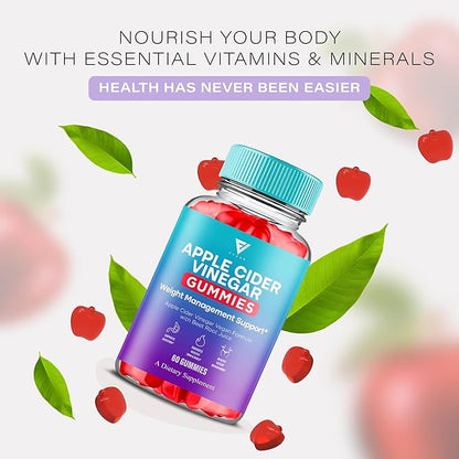 Apple Cider Vinegar Gummies Supplement – Daily Digestive Health & Gut Wellness Support for Women & Men – Vegan ACV Gummies with Apple Cider Vinegar – Non-GMO (2 Pack - 120 Gummies)