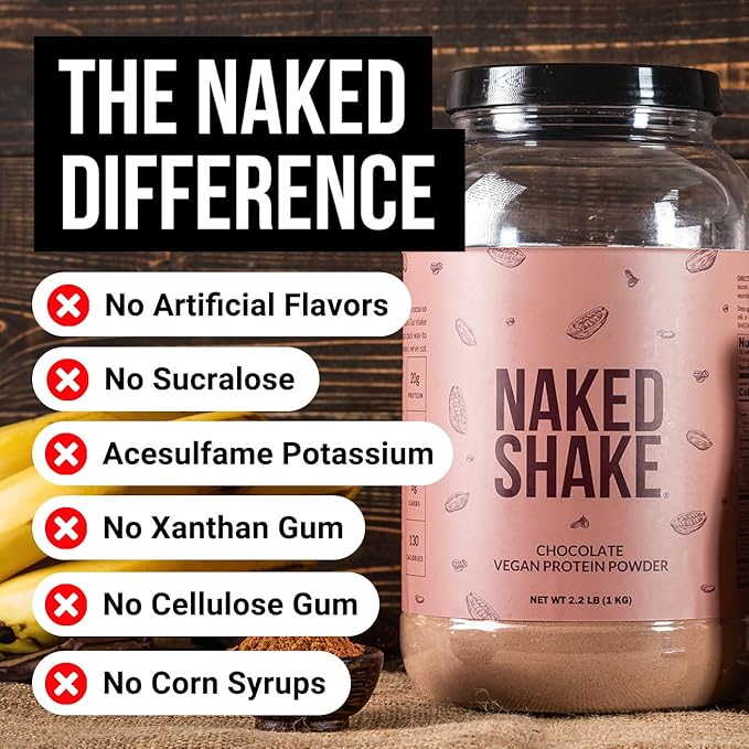 NAKED Shake - Chocolate Protein Powder - Plant Based Protein Shake with Mct Oil, Gluten-Free, Soy-Free, No Gmos Or Artificial Sweeteners - 30 Servings (Pack of 2)