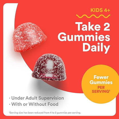 SmartyPants Kids Multivitamin Gummies, Omega 3 (DHA/EPA), Vitamins D3, C, B12, B6, Vitamin A, K & Zinc, Gluten Free, Cherry Berry Punch Flavors, 60 Count (30 Day Supply)