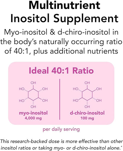 Theralogix Ovasitol Plus Metabolic Health Supplement - Myo-Inositol & D-Chiro Inositol+Chromium Picolinate+Alpha-lactalbumin & Vitamin D - 90-Day Supply - Unflavored - 180 Count