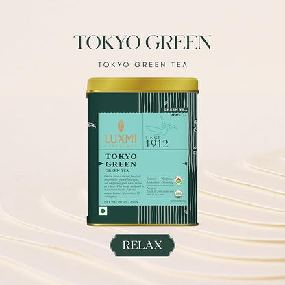 Luxmi Estates - Tokyo Green - Organic Makaibari Darjeeling Green Tea - Loose Leaf - 100g, 3.52 Oz (50 Cups) | From the Foothills of the Himalayas