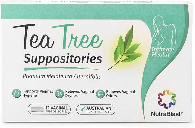 NutraBlast Tea Tree Oil Suppositories (12 Count) | All Natural Intimate Deodorant for Women | Restore Feminine Balance | Made in USA