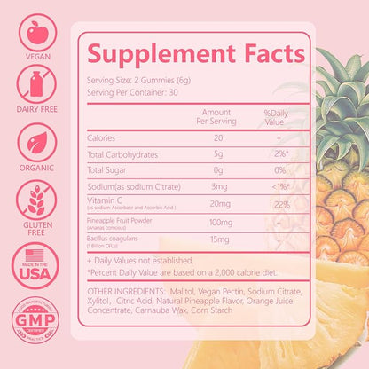 Premium Feminine Balance Gummies PH Balance Vaginal Health Gummies Probiotics Hawaiian Pineapple Female Gummy for Women Private Area - 60 Gummies - 30 Servings