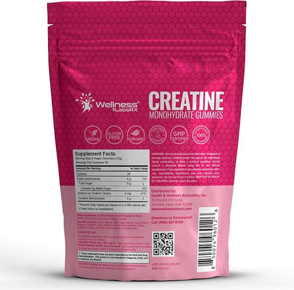 Creatine Gummies 5000mg, 30 Servings Creatine Monohydrate Gummies - Third-Party Tested Creatine for Women, Raspberry Flavor Creatine for Men, Muscle Growth, Strength, and Recovery - Pack of 1