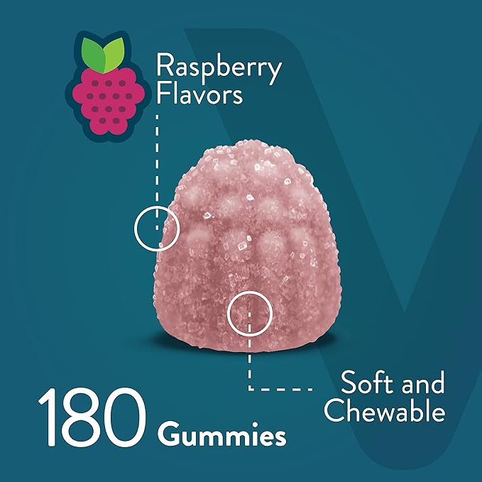 Viteey Calcium Magnesium Zinc Gummies with Vitamin D3 - Supports Bone Health, Nerve & Immune Function - Calcium Magnesium Zinc D3 for Adults & Teens - GMO Free - Chewable Raspberry Flavored Gummy