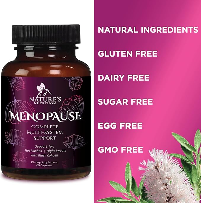 Menopause Supplements for Women - Complete Menopause Relief with Dong Quai & Black Cohosh - For Natural, Mild Hot Flash & Night Sweats - Hormone, Energy & Balance Support, Bottled in USA - 60 Capsules