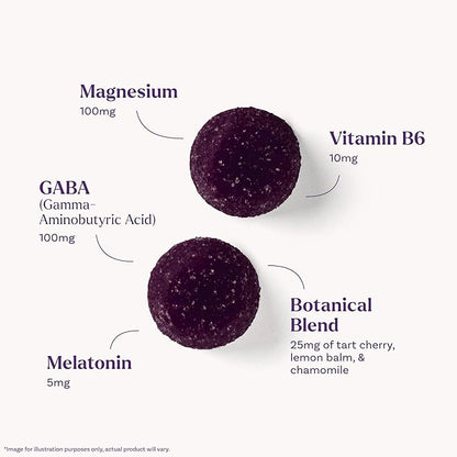 Natrol Sleep + Restore Magnesium Glycinate Blend Gummies with Melatonin 5mg - Calm Magnesium with GABA,Botanical Blend,Cherry Flavor,60 Gummies,(Pack of 2)
