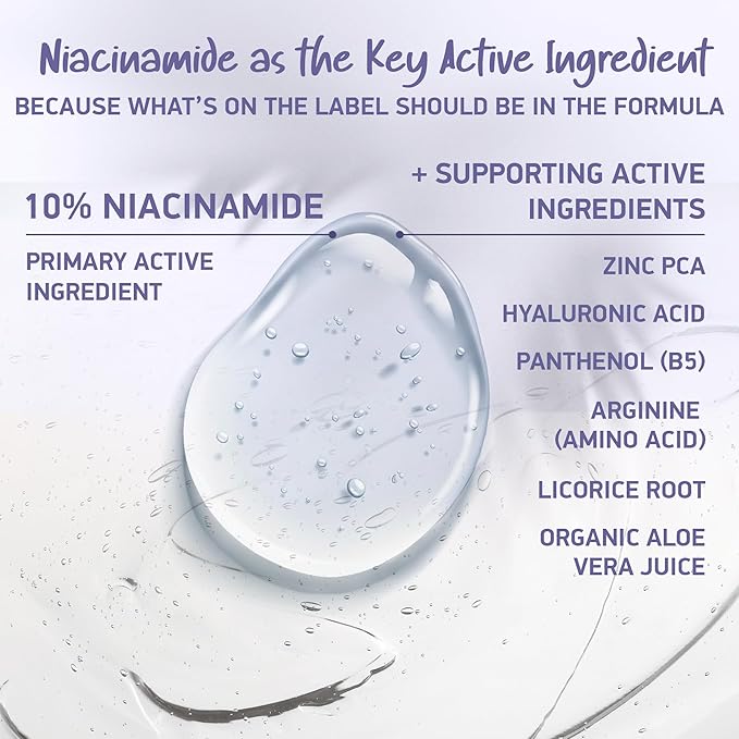 Organic Niacinamid Serum High Dose • The Best + 7 Power Active Ingredients = Hyaluron, Vitamin C, Niacinamide • Highly Effective Retinal (Niacinamid Serum, 1.70 Fl Oz)