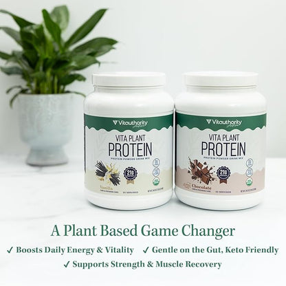 Organic Plant Based Protein for Women Complete Vegan Protein Powder with BCAAs & MCTs Plant-Based 21g, Dairy-Free, Gluten-Free, No Added Sugar, Supports Muscle Recovery (Vanilla Flavored, 30 Servings)