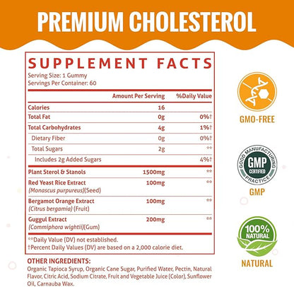 ChiQwench Cholesterol Supplements with 1500 Mg Plant Sterols & Stanols, Cholesterol Support Gummies, Cholesterol Complex Gummies, Maintains Normal Levels, Mixed Berry Flavor, 60 Count
