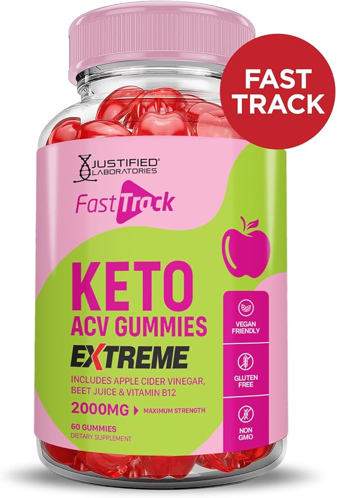 (2 Pack) Fast Track Keto ACV Gummies Extreme 2000MG Fasttrack Keto Gummies Apple Cider Vinegar Formulated with Pomegranate Beet Juice Powder B12 Vegan Non GMO 120 Gummys