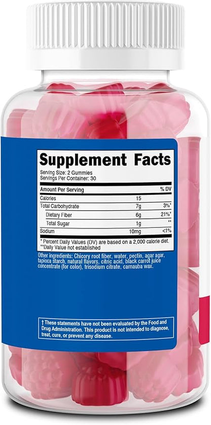 Nutricost Fiber Gummies (Berry Flavored) 60 Gummies - Dietary Fiber Supplement with Chicory Root, 6g per Serving, Vegan, 30 Servings