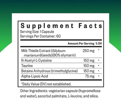 Seeking Health Liver Nutrients - Health Supplement for Glutathione Production Support - Liver Cell Function Support with Milk Thistle, Alpha-Lipoic Acid & N-Acetyl-L-Cysteine - 60 Capsules