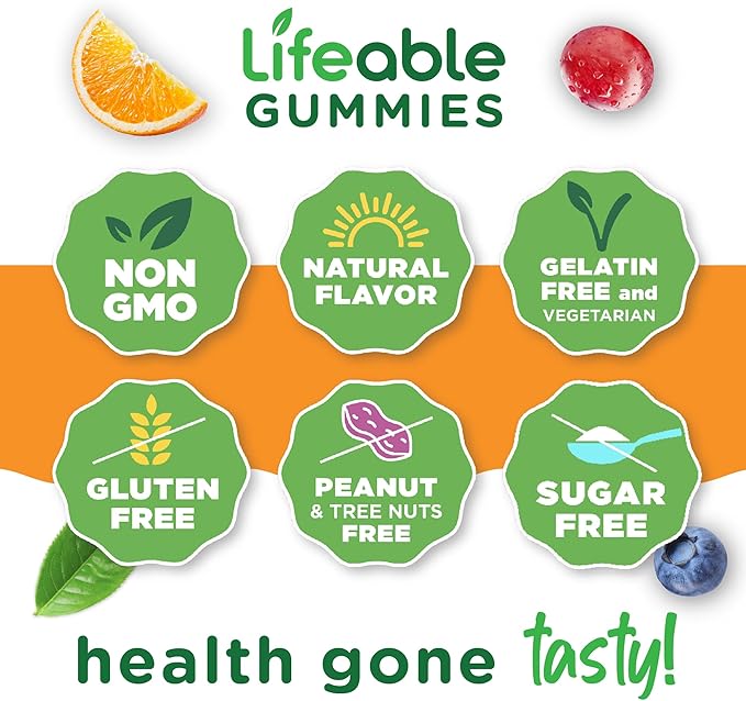 Lifeable Sugar Free Multivitamin for Men Gummies | with Iron and 18 Essential Vitamins and Minerals | Sugar Free Vitamins | 90 Gummies