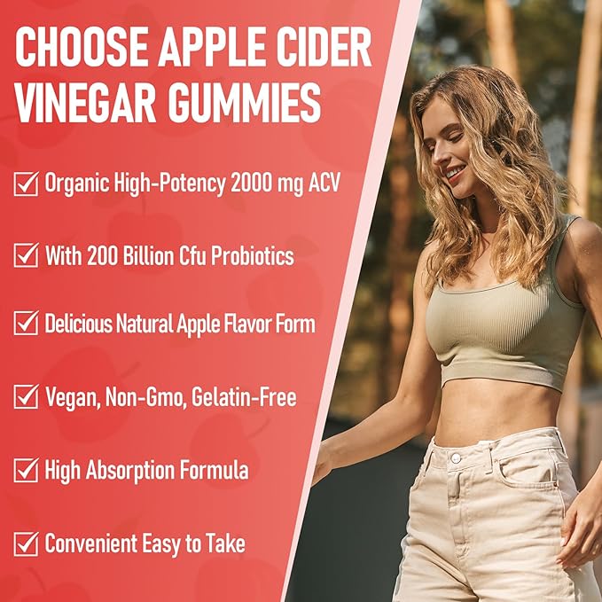 Apple Cider Vinegar Gummies, Max Strength 2000mg ACV Gummy with Probiotics, B12 and Keto Support, For Digestion, Metabolism, Detox, Gut & Immune Health, Gelatin-Free, Non-GMO, 120 keto acv gummies