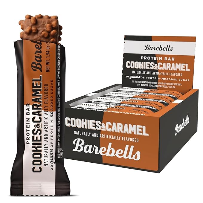 Barebells Protein Bars Cookies and Caramel - 12 Count, 20g High Protein Treats - Chocolate Nutrition Bar with 1g Total Sugars - On-The-Go Breakfast or Post-Workout Snack