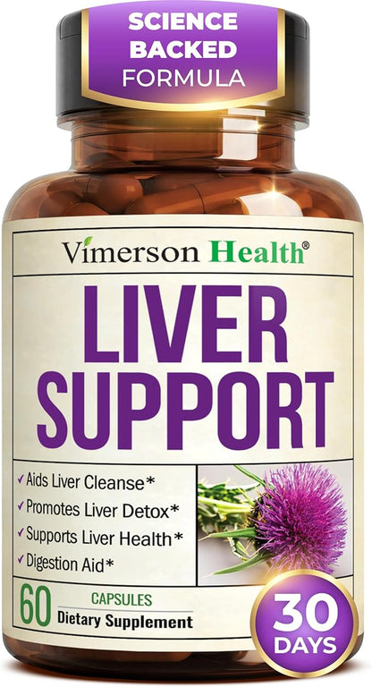 Vimerson Health Liver Cleanse Detox & Repair - Milk Thistle Supplement with Silymarin, Dandelion Root, Artichoke & Zinc for Liver Support, Digestion, Energy with Milk Thistle Extract, 60 Capsules
