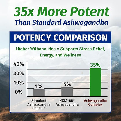 1 Body Ashwagandha Complex Supplement, Focus and Energy Support, 120 Vegan Capsules