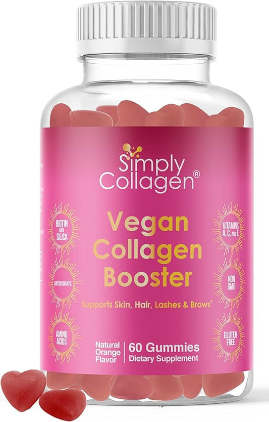 Simply Collagen® Vegan Collagen Gummies for Women & Men – Plant Based Collagen with Biotin, Vitamins A, C & E – Collagen Booster for Skin, Hair, Nails & Lashes