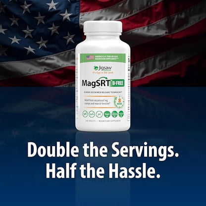 Jigsaw Health MagSRT (B-Free) | Premium, Organic, Slow Release Magnesium Supplement | Active, Bioavailable Magnesium Malate Tablets | 240 Tablets | 60 Servings