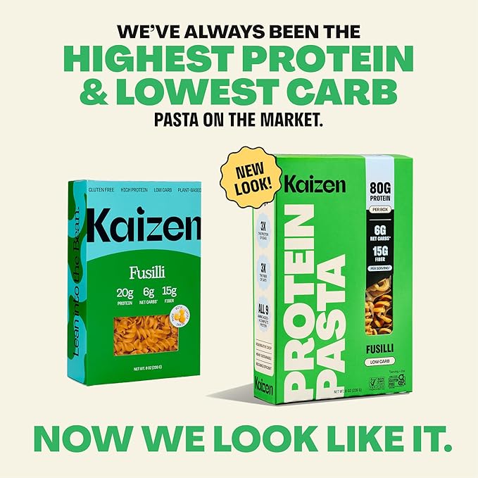 Kaizen Lumache Protein Pasta, 20g Protein, Low Carb (6g Net Carbs), Keto-Friendly, Gluten-Free, Plant-Based Lupini Noodles, High Fiber, 8 Ounce, Pack of 3