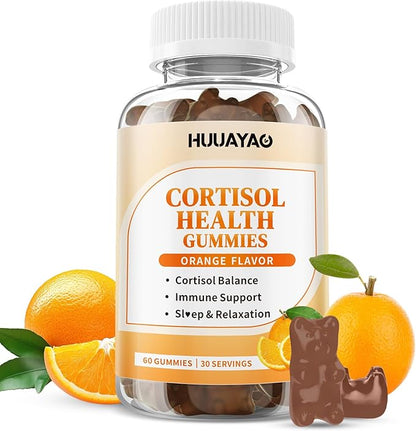 15-in-1 Cortisol Gummies, Cortisol Supplements with Magnesium Glycinate Ashwagandha Rhodiola Rose and L-theanine Complex for Relaxation, Zzz Support and Cortisol Levels, Orange Flavor, 60 Count