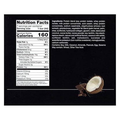 High Protein Coconut Crunch Bar, No Gluten Ingredients, Keto Snack, Pre Workout, Ideal Protein Compatible, Aspartame Free, Bariatric Food - By PROTIFIT