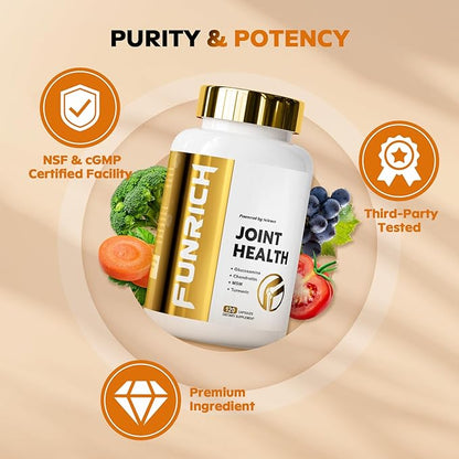 Joints Health Suppplement, Glucosamine Chondroitin MSM - Joint Support Supplement for Women and Men with Turmeric, MSM &Boswellia, for Cartilage, Joint Health and Flexibility - 2 Bottles