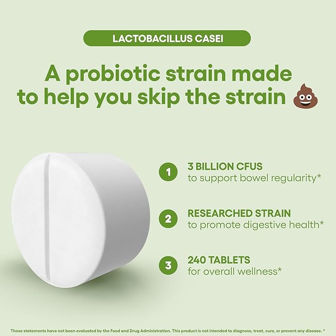 Natural Foundation Supplements Lactobacillus Casei Probiotic Supplement 240 Tablets 3 Billion CFU Probiotics for Men & Women Supports Intestinal Digestive & Gut Health (240, Lactobacillus Casei)