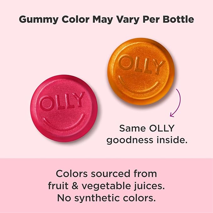 OLLY Undeniable Beauty Gummy, For Hair, Skin, Nails, Biotin, Vitamin C, Keratin, Chewable Supplement, Grapefruit, 30 Day Supply - 60 Count