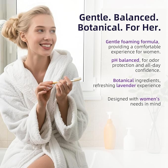 Feminine Foam Wash - pH Balanced Intimate Cleanser with Prebiotic Agave, Peony & Aloe. Soothing Odor Control & Daily Freshness for Sensitive Skin. Lavender Scent, 5 fl oz