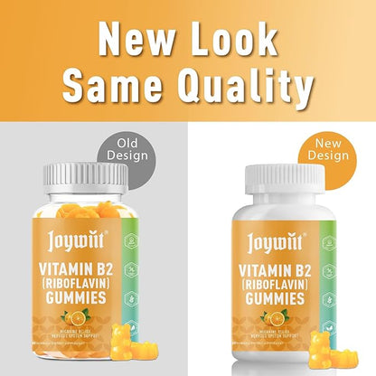 Vitamin B2 Gummies | Riboflavin 400mg | B2 Vitamin 400mg Chewable for Adults and Kids, Migraine Relief & Energy and Nervous System Support, Non GMO, Vegan - 60 Counts