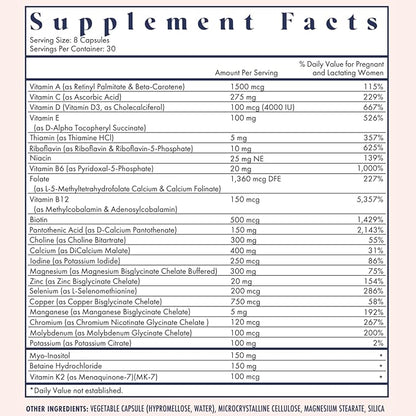 FullWell Women's Prenatal Multivitamin - Healthy Pregnancy Support - Contains Choline & Folate - Supports Fetal Growth & Brain Development* - 240 Count (60 Servings, 2 Pack)