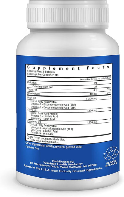 vGlucoflex Omega 3-6-9, Omegas from EPA/DHA Fish Oil for Joint Health, 30 servings