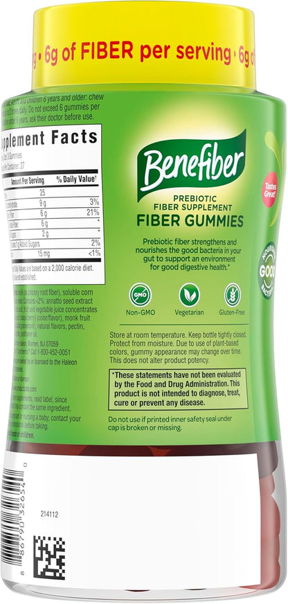 Benefiber Prebiotic GLP-1 Friendly Fiber Supplement Gummies for Digestive Health, Assorted Fruit Flavor - 81 Count