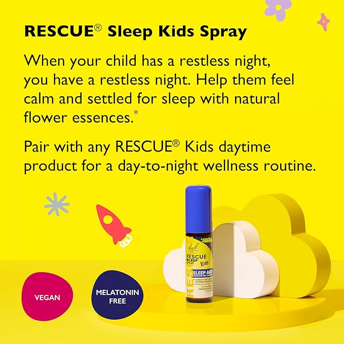 Bach RESCUE Sleep Kids Spray, Melatonin-Free, Sleep Aid for Children, Homeopathic, Flower Essences, 20mL