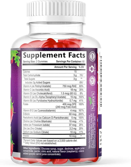 Multivitamin Gummies for Adults - Complete Adult Multivitamins Gummy with Essential Vitamins A, C, D, E, & High Potency B12 for Women & Men, Daily Immune Support Multivitamins Supplement - 120 Gummies