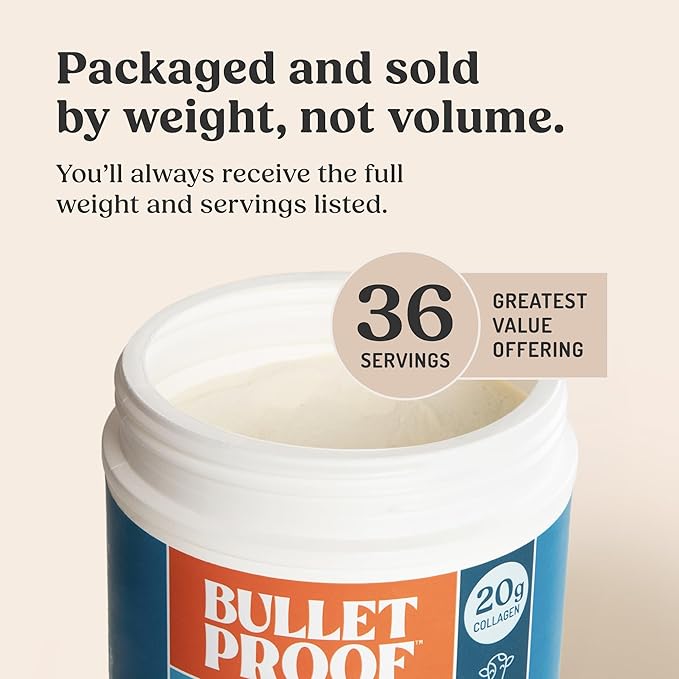Bulletproof Vanilla Collagen Protein Powder with MCT Oil, 19g Protein, 42.3 Oz, Value Size, Collagen Peptides and Amino Acids for Healthy Skin, Bones and Joints