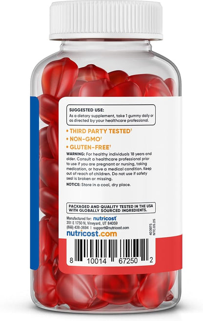 Nutricost Apple Cider Vinegar 500mg, 60 Gummies, Apple Flavored - Gluten Free, Non-GMO, No Corn Syrup