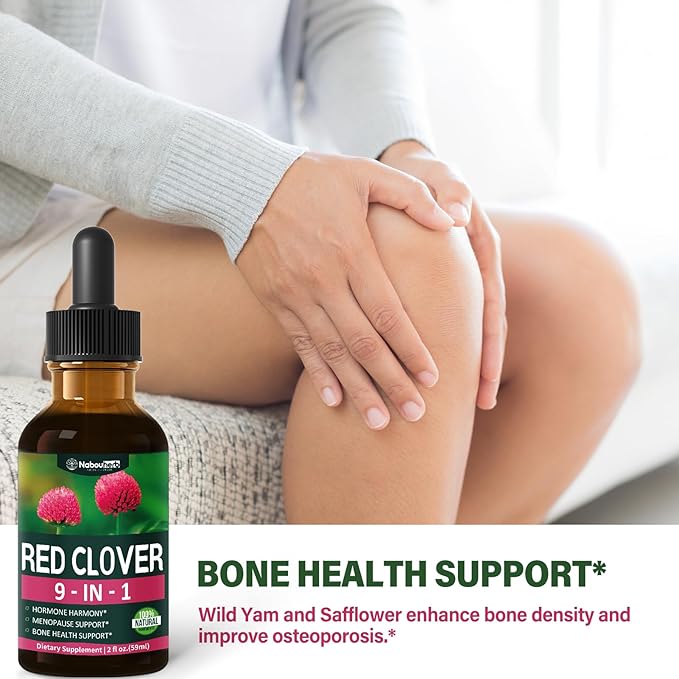Red Clover Extract Menopause Support Drops for Women Health Balance, Dong Quai & Black Cohosh Supplement Tincture for Hot Flashes Relief, Bone Health Support w/Wild Yam. 2oz