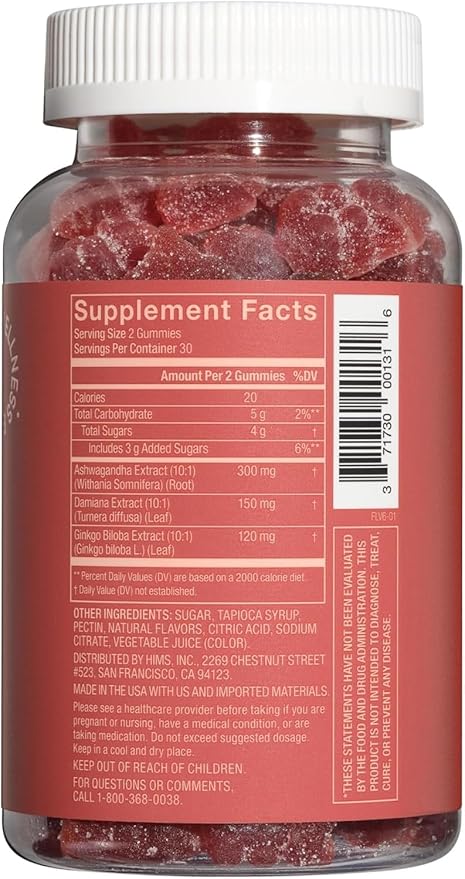 Hers Desire Libido Supplement Gummies - Vegan, Gluten Free, no Artificial Flavors - 60 Count