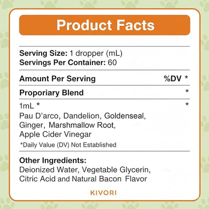 Kivori Yeast Infection Drops for Dogs - Natural Herbal Yeast Drops for Dog Ear, Paw & Skin Itch Relief - All Breeds Anti-Yeast Supplement - 2 fl oz (60ml)