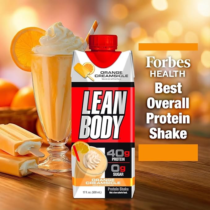 LABRADA Lean Body Ready-to-Drink Orange Creamsicle Protein Shake, 40g Protein, Whey Blend, 0 Sugar, Gluten Free, 22 Vitamins & Minerals, 17 Fl Oz (Pack of 12)