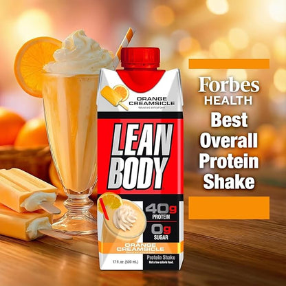 LABRADA Lean Body Ready-to-Drink Orange Creamsicle Protein Shake, 40g Protein, Whey Blend, 0 Sugar, Gluten Free, 22 Vitamins & Minerals, 17 Fl Oz (Pack of 12)