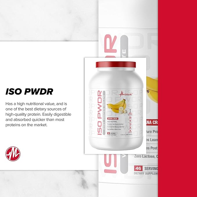 Metabolic Nutrition Whey Protein Isolate ISO PWDR Chocolate Cupcake, 3.04lb, 23 Servings, 26g Protein, Fast Digesting, Zero Carbs, Delicious Flavor, Very Low Carbs & Fat, Zero Lactose